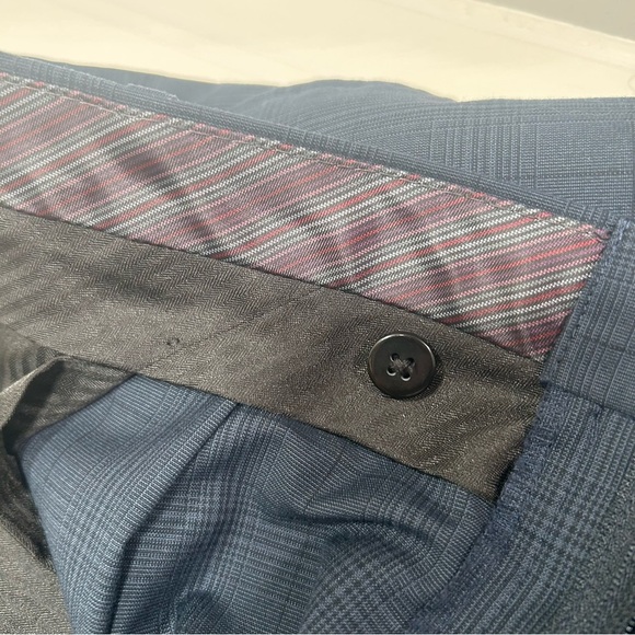 Sean John Fine Tailored Blue Plaid Cuffed Business Wear Trousers size 40Wx30L - Picture 6 of 12